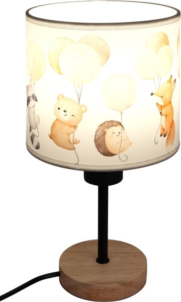 Brilagi - Lampada da tavolo BOBO WOOD 1xE27/25W/230V rovere/nero/bianco/animaletti