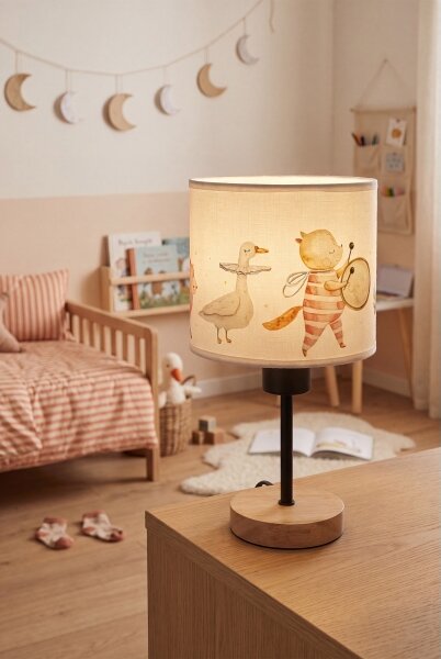 Brilagi - Lampada da tavolo BOBO WOOD 1xE27/25W/230V rovere/nera/bianca/animaletti