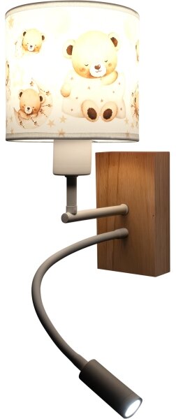 Brilagi - Lampada LED flessibile BOBO WOOD 1xE27/25W/230V + LED/3W rovere/bianco/orsetti