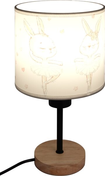 Brilagi - Lampada da tavolo BOBO WOOD 1xE27/25W/230V rovere/nero/bianco/coniglietti