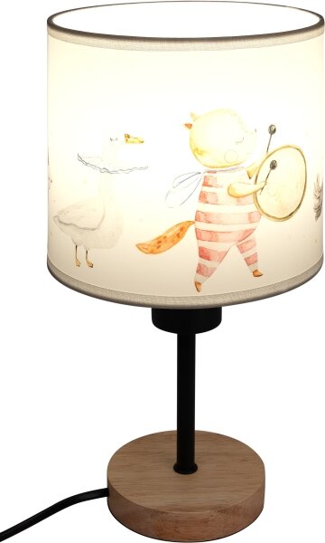 Brilagi - Lampada da tavolo BOBO WOOD 1xE27/25W/230V rovere/nera/bianca/animaletti