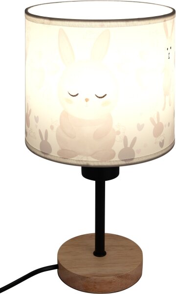 Brilagi - Lampada da tavolo BOBO WOOD 1xE27/25W/230V rovere/nero/bianco/coniglietti