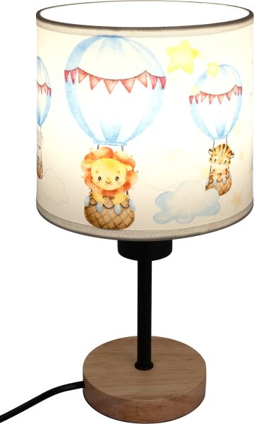 Brilagi - Lampada da tavolo BOBO WOOD 1xE27/25W/230V rovere/nero/bianco/a tema animali
