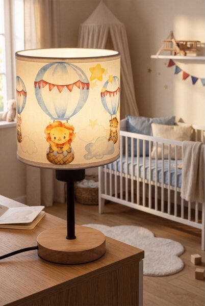 Brilagi - Lampada da tavolo BOBO WOOD 1xE27/25W/230V rovere/nero/bianco/a tema animali