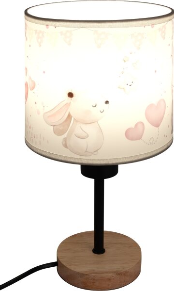 Brilagi - Lampada da tavolo BOBO WOOD 1xE27/25W/230V rovere/nero/crema/coniglietti