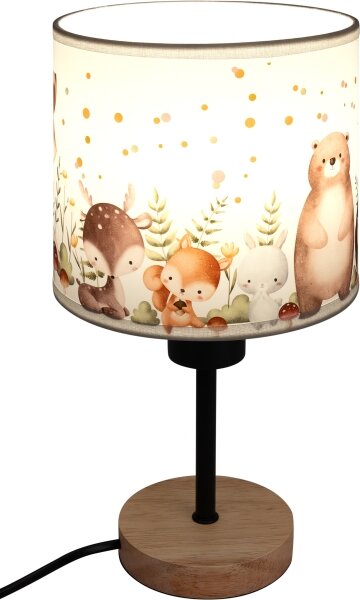 Brilagi - Lampada da tavolo BOBO WOOD 1xE27/25W/230V rovere/nera/bianca/con animaletti