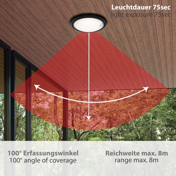 Briloner 3352-015 - Lampada da esterno a LED con sensore HELSINKI LED/12W/230V IP44