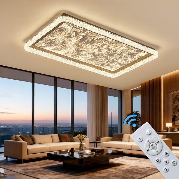 Plafoniera LED dimmerabile con telecomando, a variazione continua 3000-7000 K, a risparmio energetico e durevole, dal design moderno in bianco o nero, ideale per soggiorno, camera da letto e cucina (251-CFX-BL)