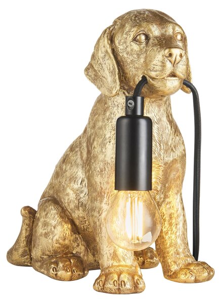 Lampada da tavolo con cagnolino LABRADOR PUPPY, stile vintage, dorata, 1xE14x7W, resina, dimensioni: 23,5x22x12 cm, IP20, Endon