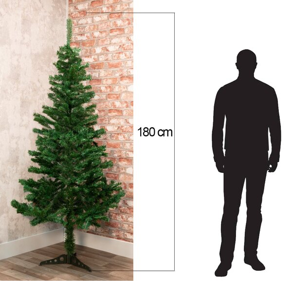 Albero di Natale 180 cm in PVC 350 Rami Decorazione Addobbo Natalizio con Base