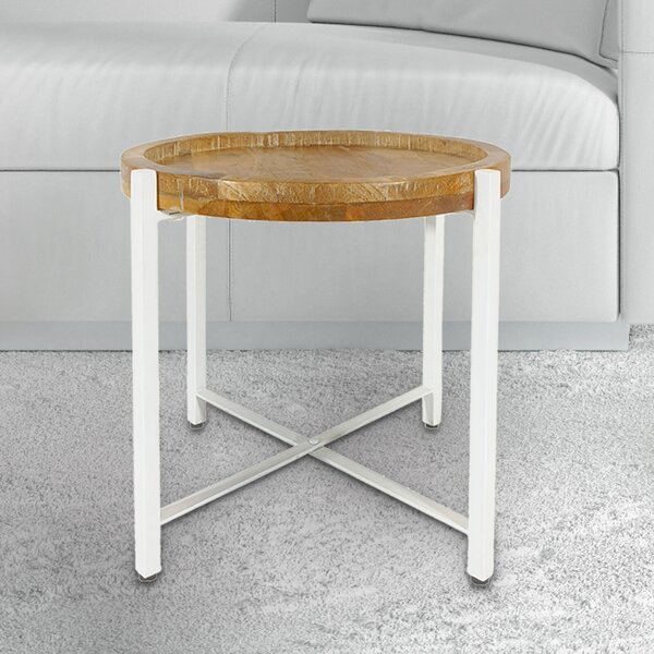 Tavolino Tavolino rotondo Tavolino ø46xH45cm Sioux metallo bianco puro
