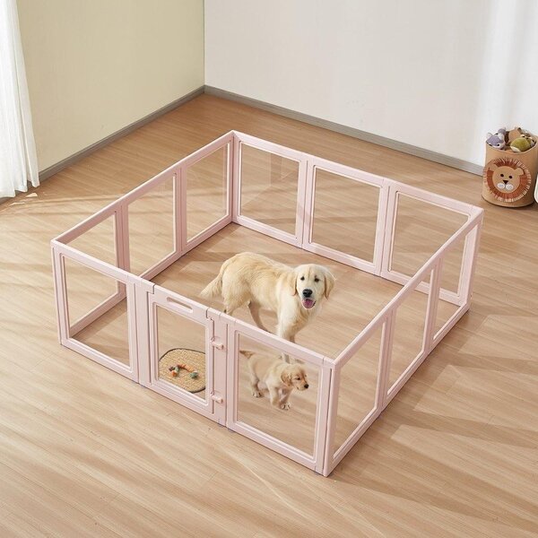 Lettiera per cuccioli - Box per cani 1540x1500x600mm - Box per cuccioli in rosa - Perfetto box per cani
