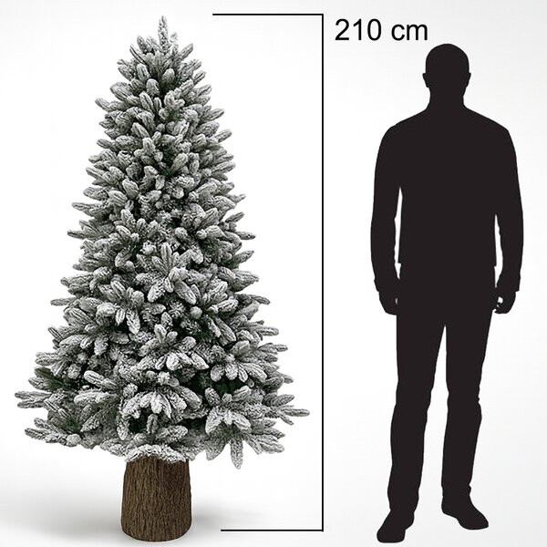 Albero di Natale Royal 210 cm Innevato Base Troco Realistica 1324 Punte Foltissimo