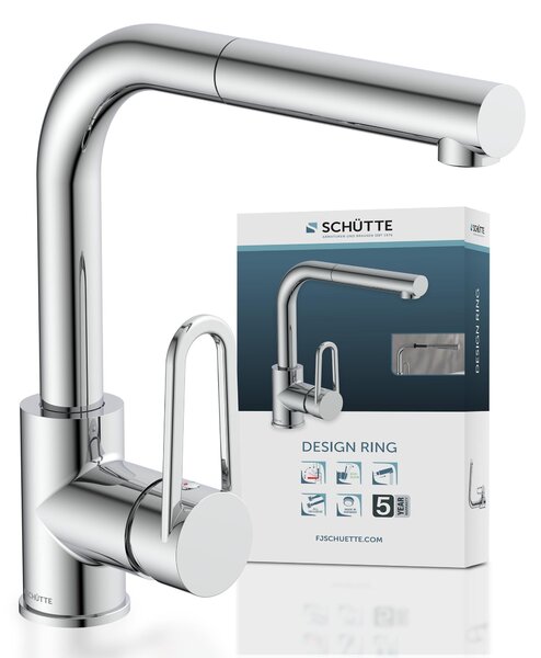 SCHÜTTE DESIGN RING Rubinetto da cucina con doccetta, rubinetto da cucina estraibile cromato