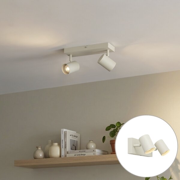 Faretto da soffitto moderno beige 2 luci regolabile - Jeana