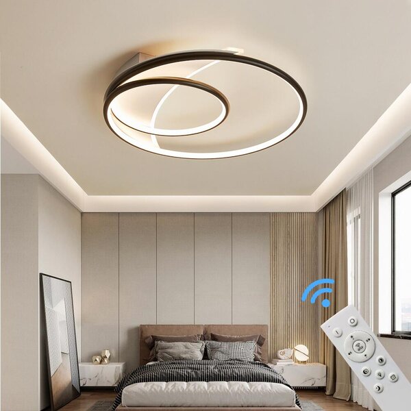 Plafoniera LED Plafoniera SX8770WB con telecomando Colore luce/luminosità regolabile dimmerabile Struttura in metallo laccato nero Plafoniera LED per camera da letto