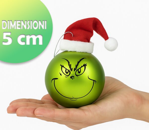 Set 14 Palline di Natale Pupazzo Verde da 5 cm Decorazione Palle Natalizie