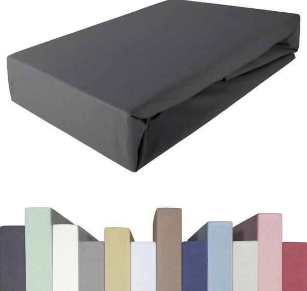 Lenzuolo elastico per letto a molle e materasso fino a 40 cm di altezza - Cotone jersey di alta qualità, colore grigio
