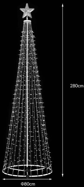 Albero Natale Luminoso Colore RGB Multicolor 753 LED 280 cm Decorazione Esterno