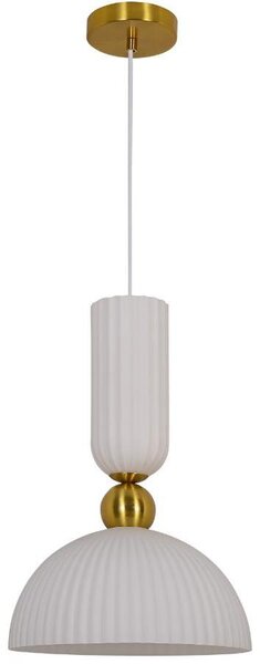Lampada a sospensione scanalata PIEGA bianco-oro 1xE27x40W in vetro, dimensioni: 150x30x30 cm, IP20 Light Prestige