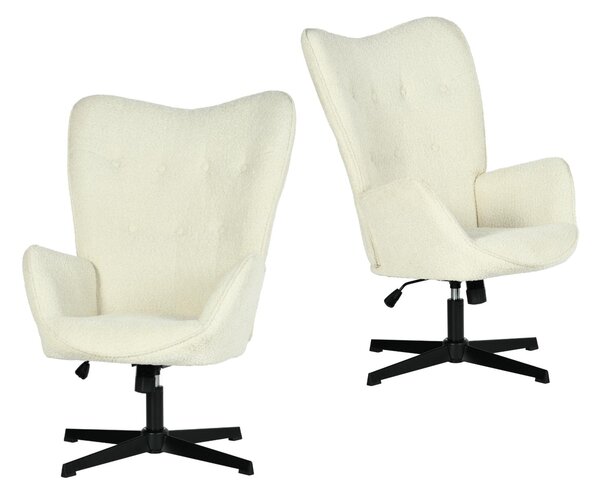 Meubles Cosy Set da 2 sedie da ufficio girevoli e regolabili con braccioli e poltrona reclinabile in tessuto ciniglia beige – FUCHS