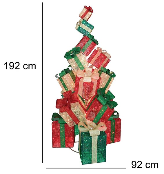 Albero di Natale Luminoso con Pacchi Regalo Decorazione Natalizia 192 cm 544 LED