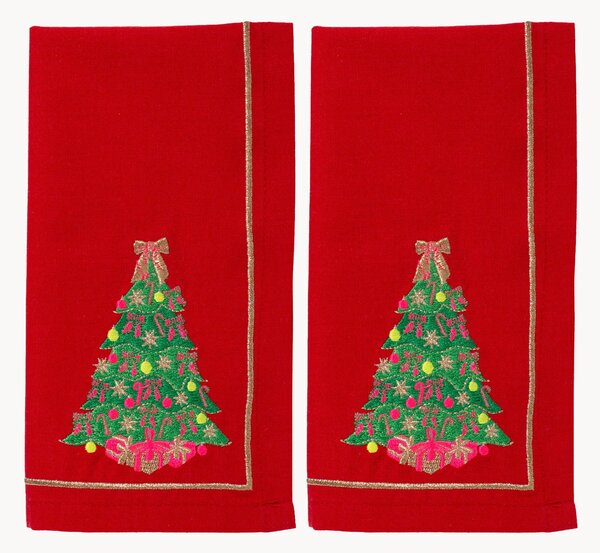 Set di 2 tovaglioli ricamati Christmas Tree