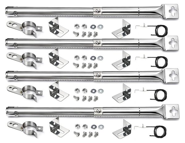 Bruciatore per barbecue a gas QuliMetal, adatto a griglie da 31-45 cm - Accessori universali regolabili (confezione da 4)