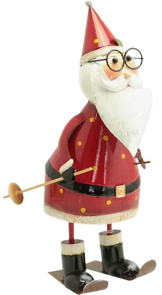 Statuina Babbo Natale Figura in Metallo Decorazione Addobbo Natalizio 42 cm