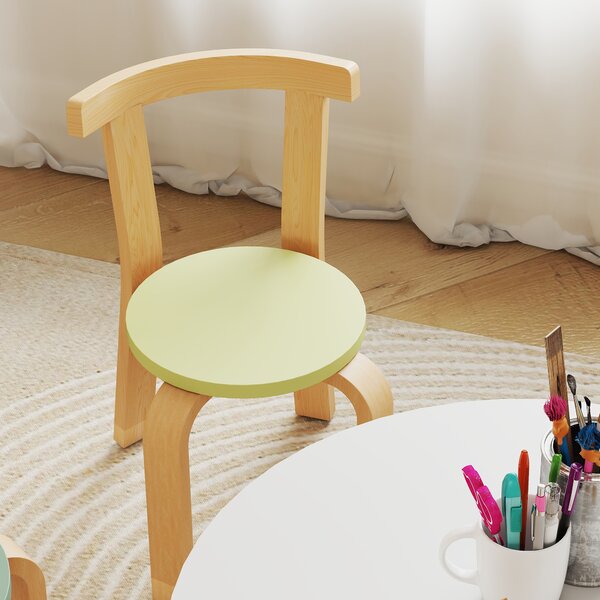 AIYAPLAY Set da 5 Pezzi Tavolo e Sedie per Bambini 3-8 Anni, in Legno Massello Leggero, Multicolore | Aosom Italy