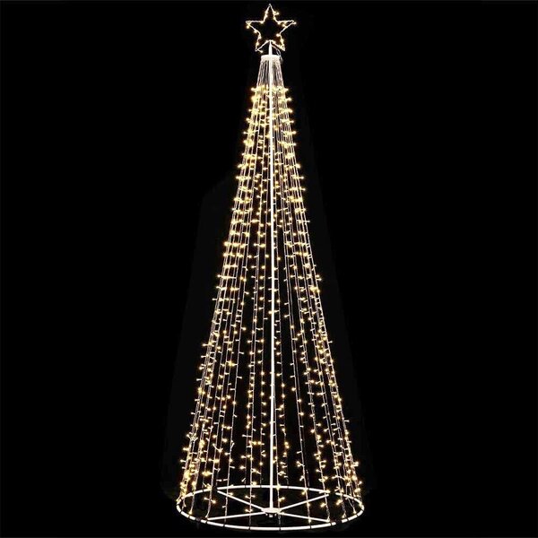 Albero Natale Luminoso 340 cm Bianco Caldo 991 LED Decorazione Metallo Esterno