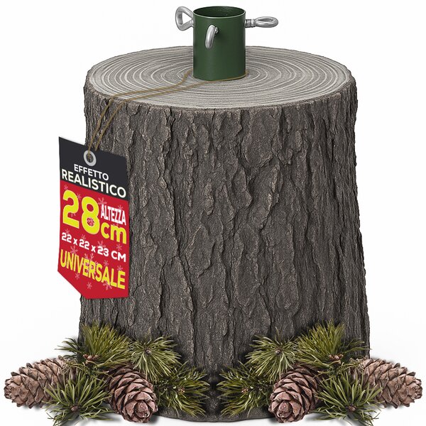 Base Supporto Albero di Natale Grigio Tronco Natalizio 28 cm Realistico Universale