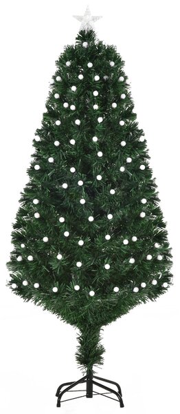 Albero Di Natale Artificiale 150 Cm 170 Rami Con Luci Led E Fibre Ottiche  Colorate Verde