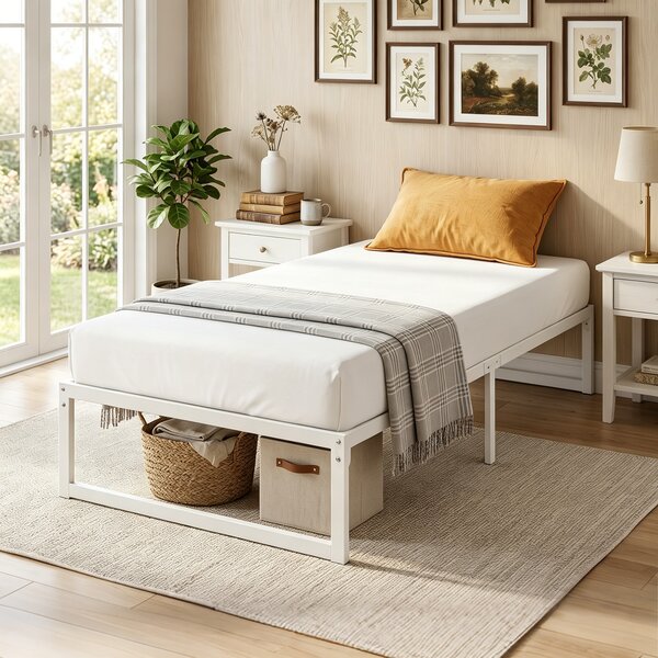 HOMCOM Telaio Letto con Spazio di Stoccaggio e Rete a Doghe in Acciaio, Silenzioso, 200,5x90,6x32,5 cm, Bianco | Aosom Italy