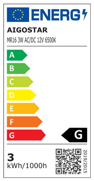 Faretto Led MR16 3W SMD Apertura 120 gradi Bianco freddo 6500K Aigostar