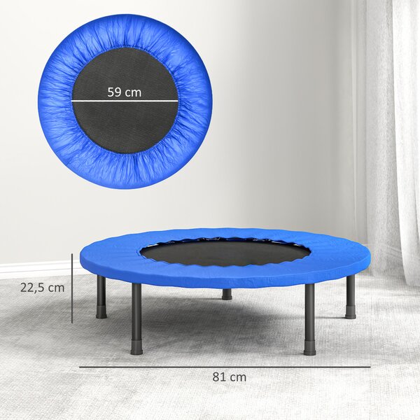 HOMCOM Trampolino Elastico per Adulti Ø81cm, Capacità di Carico 100 kg, a 28 Molle Bunge, per Yoga ed Esercizi, in Acciaio e PP, Blu | Aosom Italy