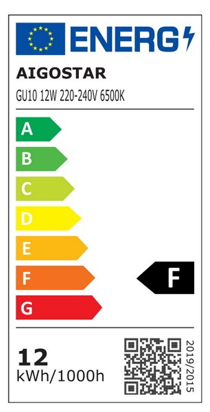 Faretto Led GU10 12W Apertura 100 gradi Bianco freddo 6500K Aigostar