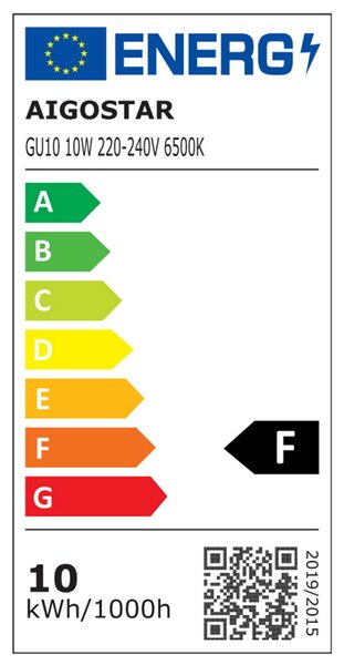 Faretto Led GU10 10W Apertura 120 gradi Bianco freddo 6500K Aigostar