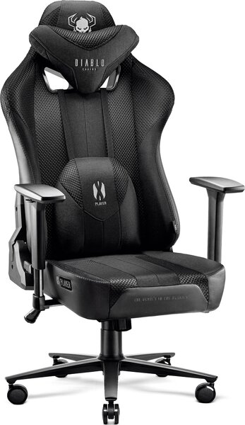 Diablo X-Player Gaming Chair Sedia da ufficio Tessuto 3D Braccioli Design ergonomico Cuscino collo/glutei Nero Normale L