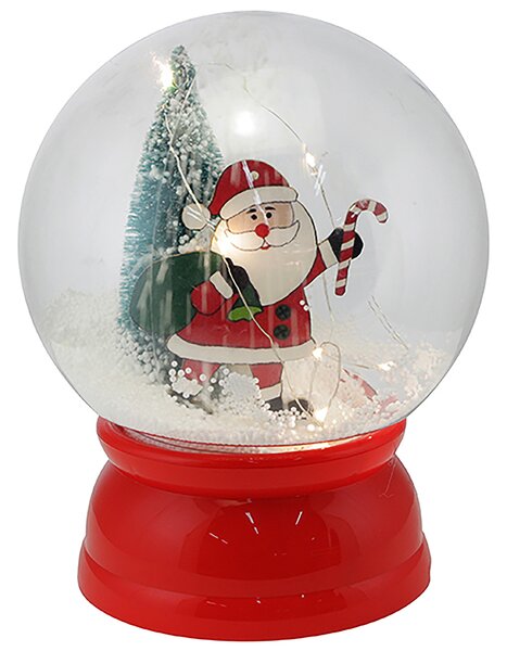 Ampolla Natalizia Palla con Effetto Neve e Babbo Natale 20x25 cm Decorazione LED