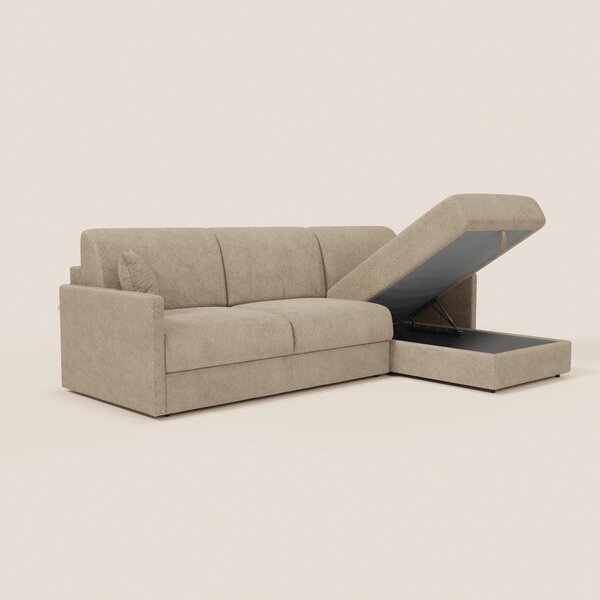 TOMMY Divano Letto con penisola contenitore - design minimal e sfodera