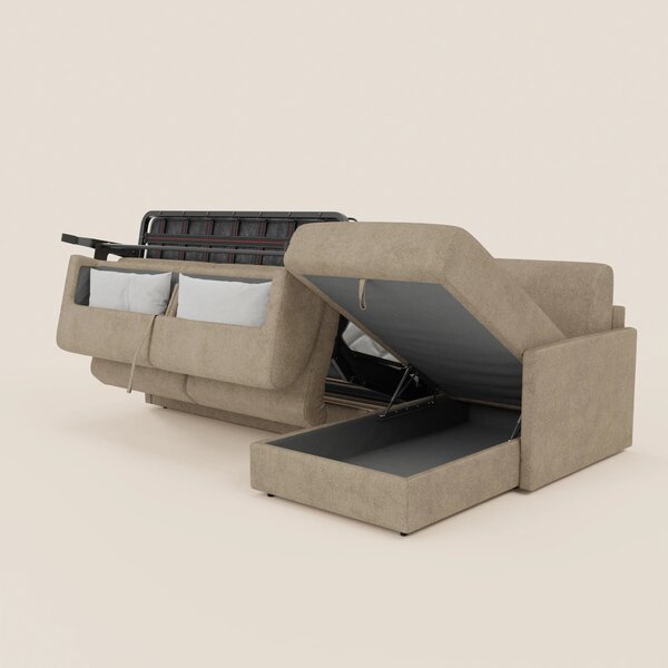 TOMMY Divano Letto con penisola contenitore - design minimal e sfodera
