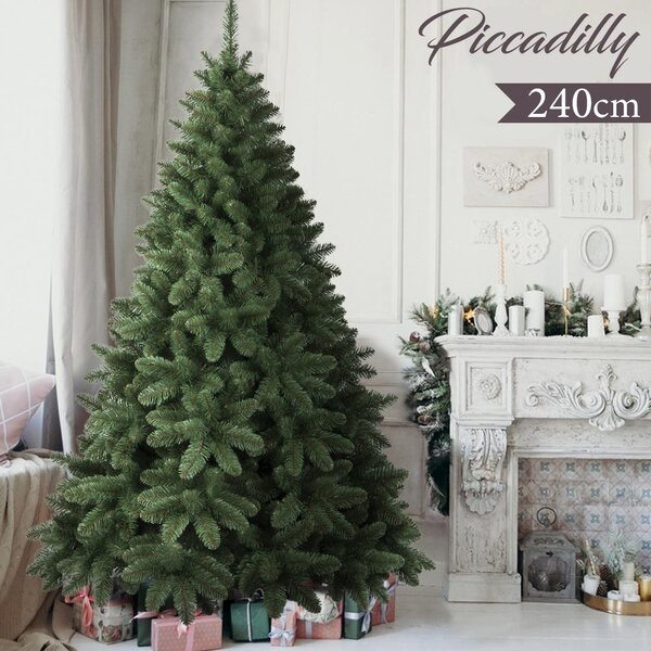 Albero di Natale 240 cm Piccadilly Super Folto 1464 Rami Pino Verde Base Croce