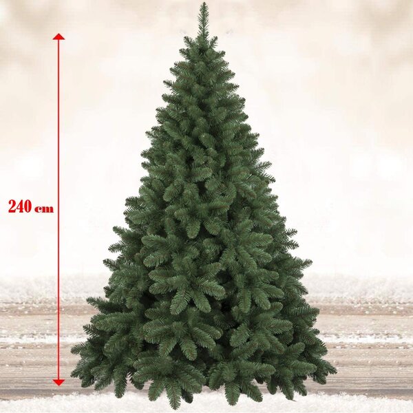 Albero di Natale 240 cm Piccadilly Super Folto 1464 Rami Pino Verde Base Croce