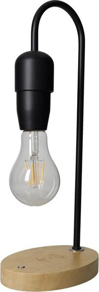 Lampada stacca & go nero metal c/base legno per ricarica smartphone