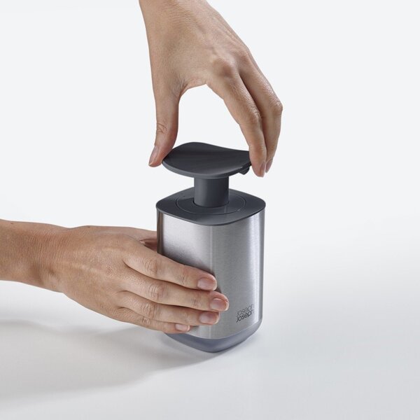 Dispenser per sapone color argento lucido in acciaio inox 250 ml Presto Steel – Joseph Joseph