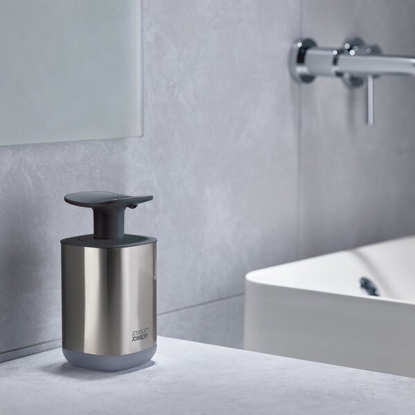 Dispenser per sapone color argento lucido in acciaio inox 250 ml Presto Steel – Joseph Joseph