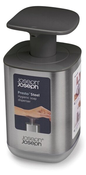 Dispenser per sapone color argento lucido in acciaio inox 250 ml Presto Steel – Joseph Joseph