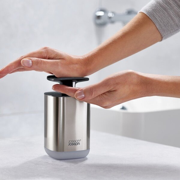 Dispenser per sapone color argento lucido in acciaio inox 250 ml Presto Steel – Joseph Joseph