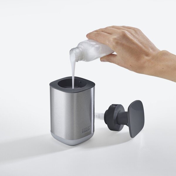 Dispenser per sapone color argento lucido in acciaio inox 250 ml Presto Steel – Joseph Joseph